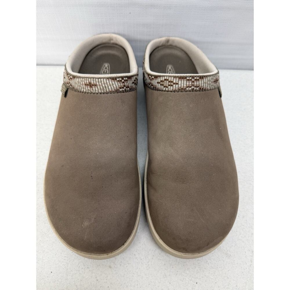 KEEN Elle Suede Mule Brindle/Birch Leather Slip On Moc Womens Size 10